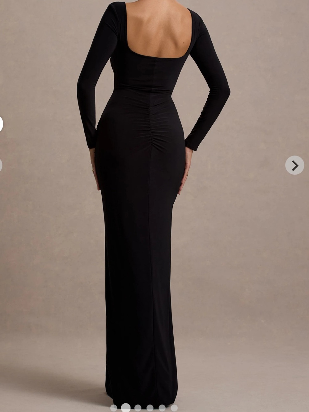 Club L London Burgundy Long Sleeve Square Neck Ruched Maxi Dress - Picture 8 of 12